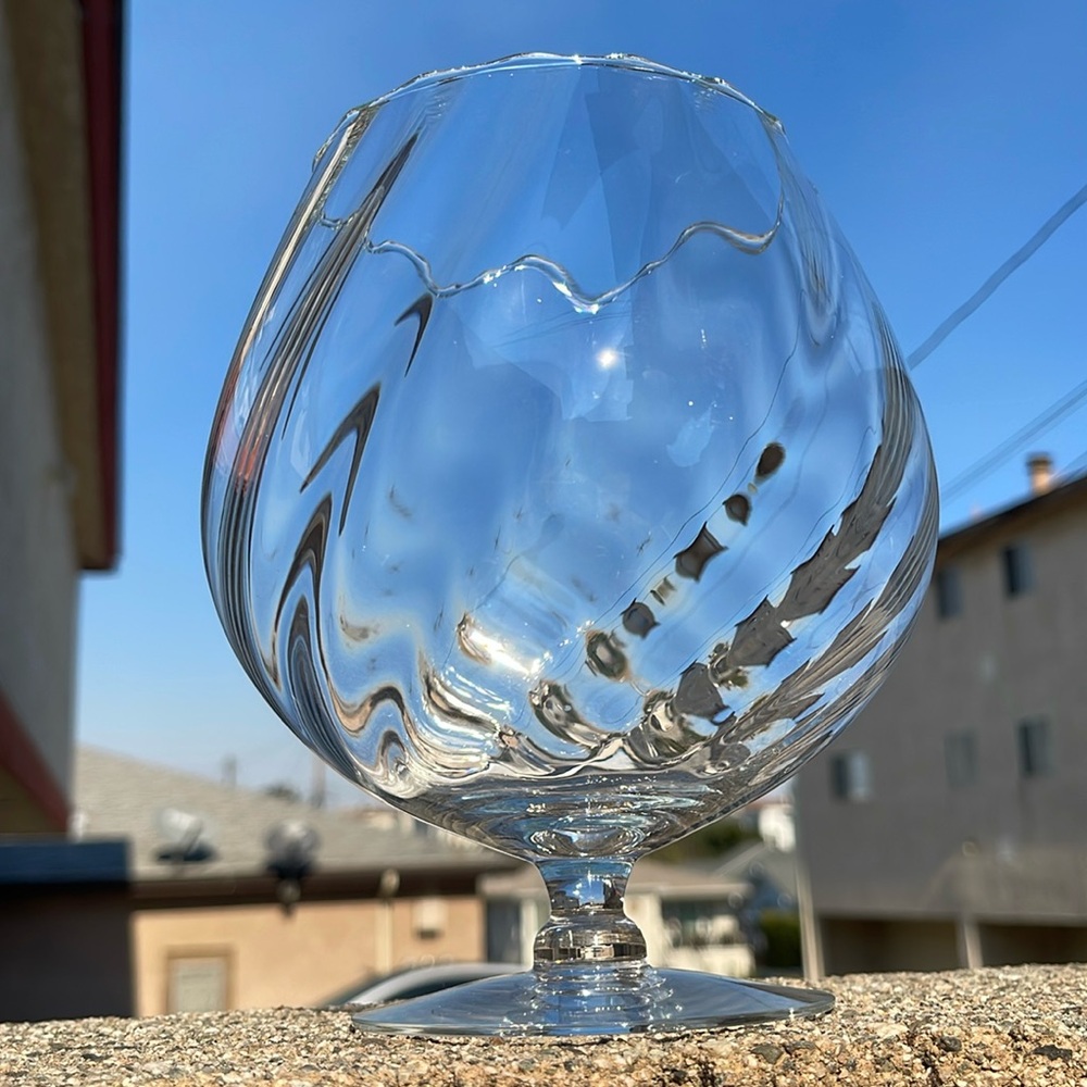 Empoli Italy optical glass snifter vase